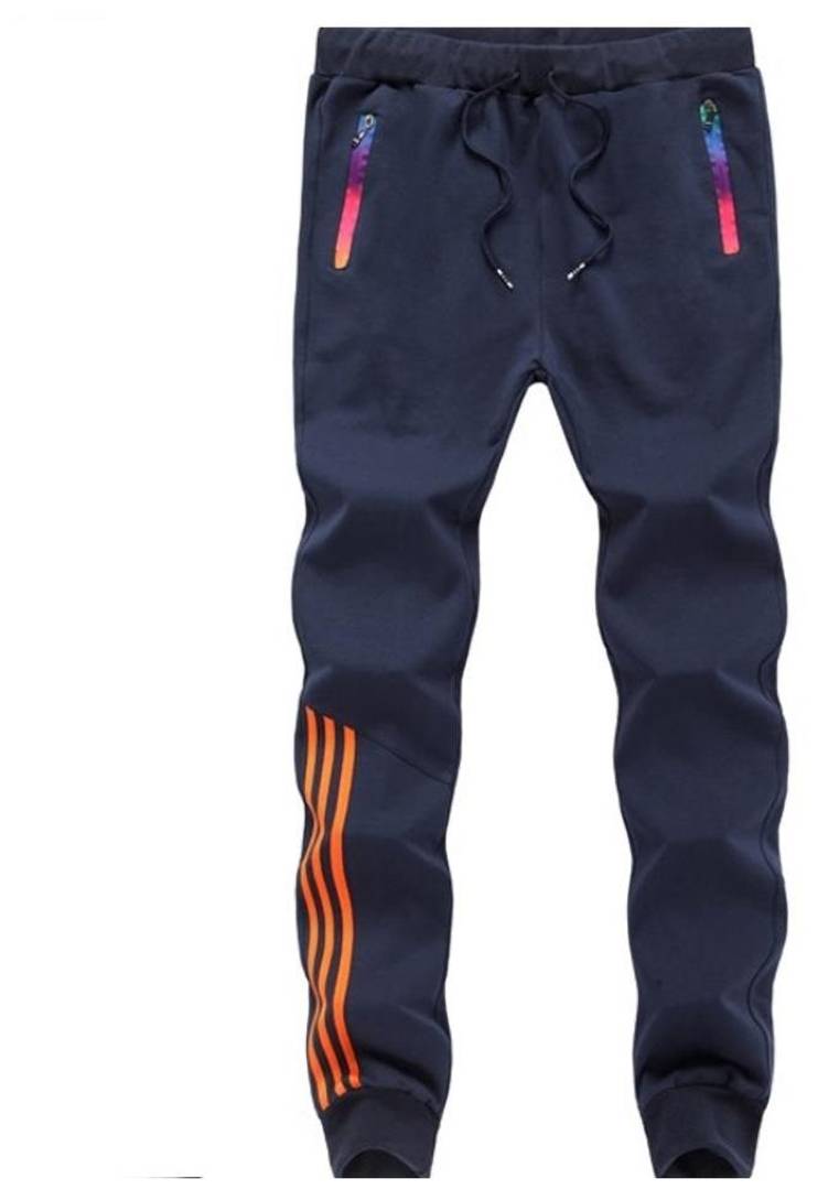 Men's Navy Blue Polyester Blend Self Pattern Slim Fit Joggers